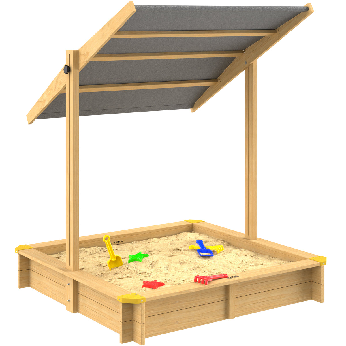 Sabbiera per bambini Samu 120x120cm con tetto regolabile