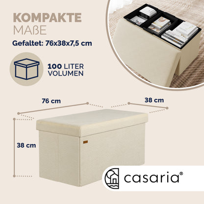 Panchina Beige Corda 76x38x38cm MDF pieghevole