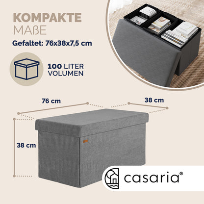 Panca antracite in corda 76x38x38cm in MDF pieghevole