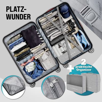 Set di valigie rigide 3 pezzi Baseline, accessori verdi in ABS