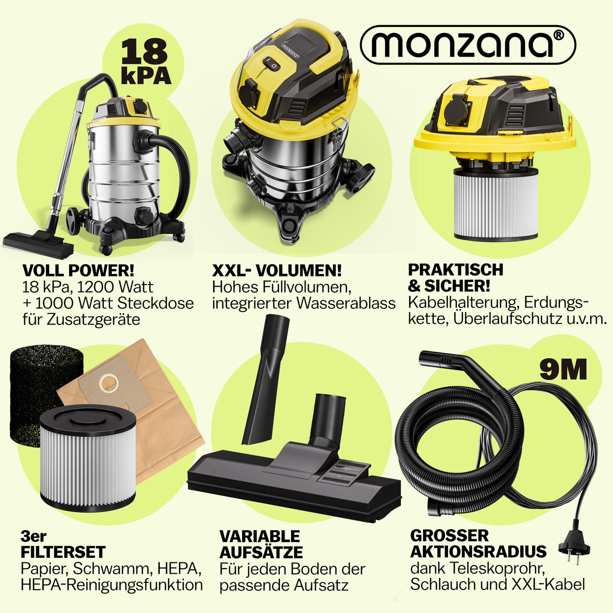 Aspirapolvere a umido/asciutto 2200W 30L