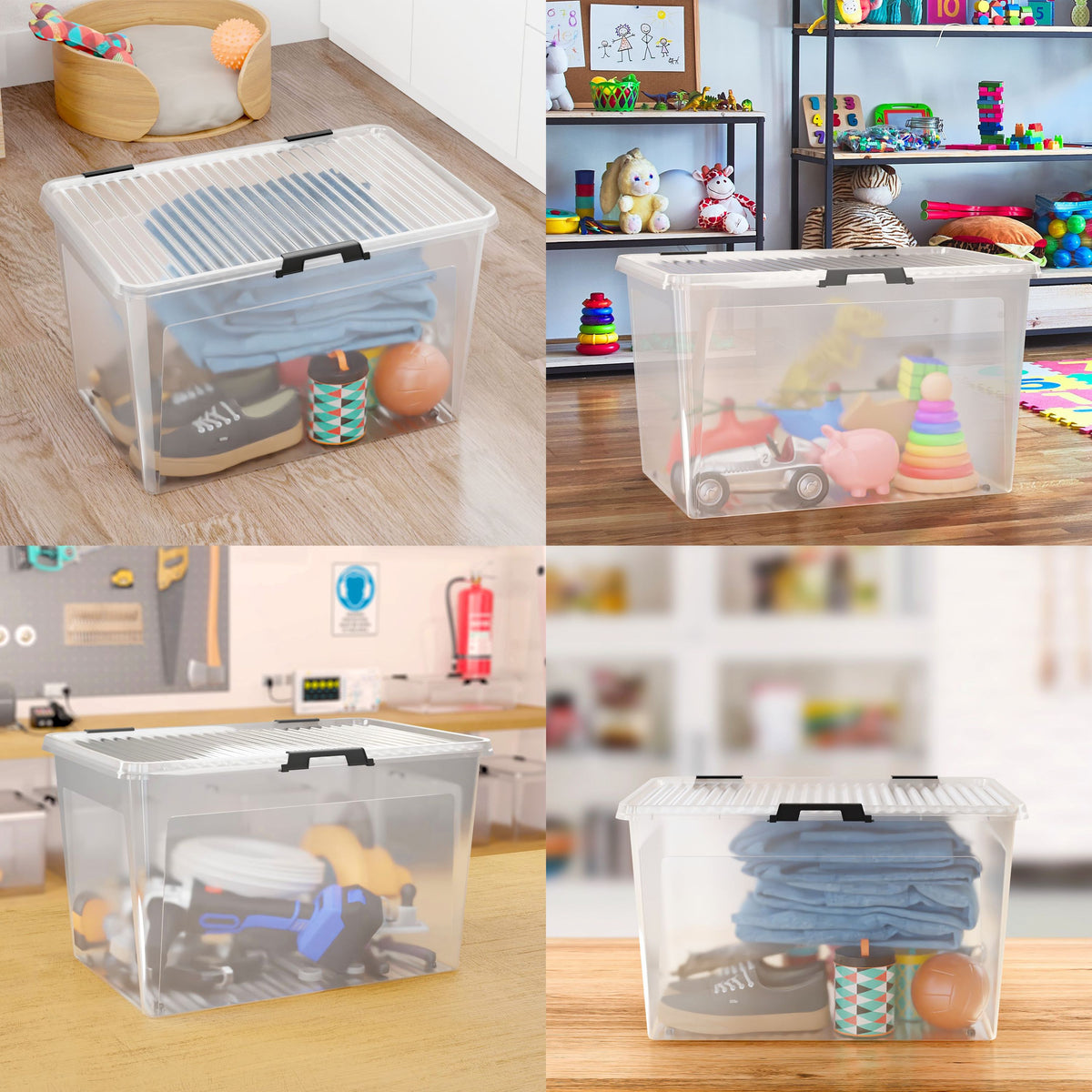 Contenitore di Plastica 2 pz 60x40x35cm 60L