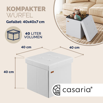 Set di 2 sgabelli in similpelle bianca 38x38x38cm pieghevoli