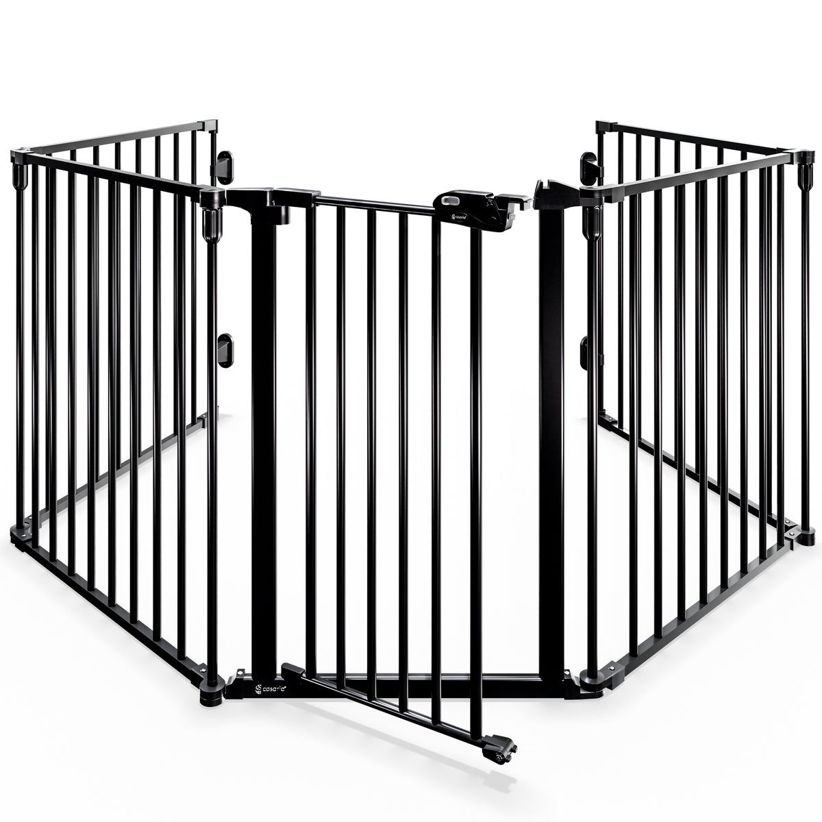 Griglia di sicurezza per caminetto metallo nero 306x77cm pieghevole