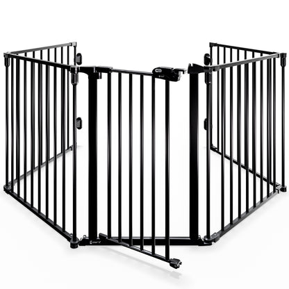 Griglia di sicurezza per caminetto metallo nero 306x77cm pieghevole