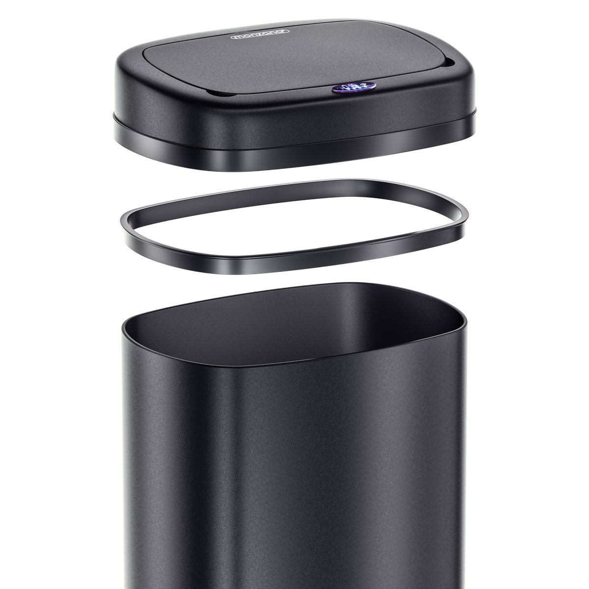 Cestino a sensore in acciaio inox nero 50L