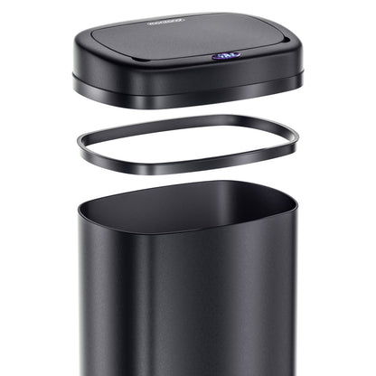 Cestino a sensore in acciaio inox nero 50L