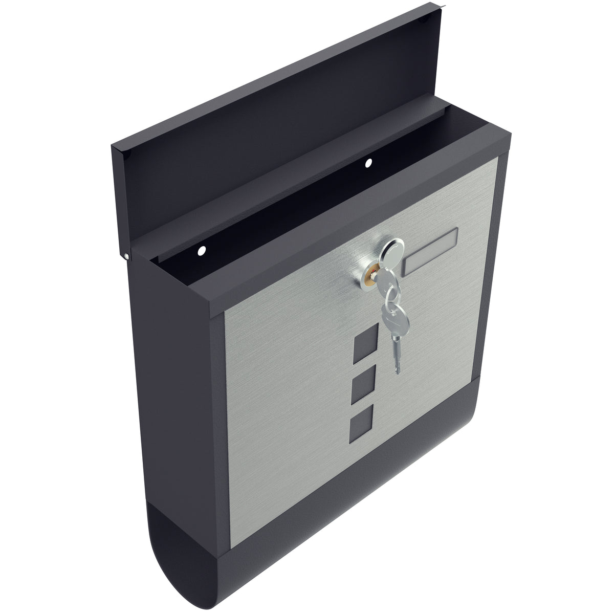 Cassetta postale acciaio nero/argento 30,5x10x33,5cm