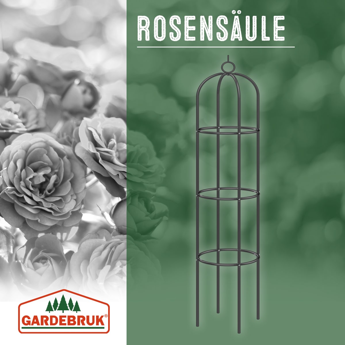 Pilastro per rose metallo nero 200x40cm