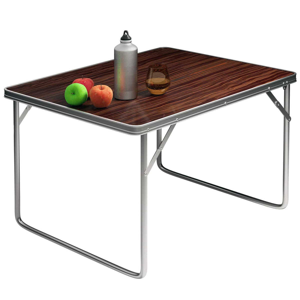 Tavolo da campeggio marrone effetto legno 80x60x70cm