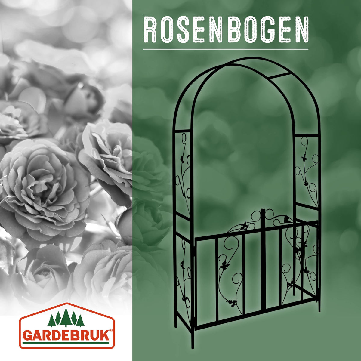Arco per rose con portoncino metallo nero 115x37x225cm