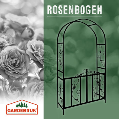 Arco per rose con portoncino metallo nero 115x37x225cm