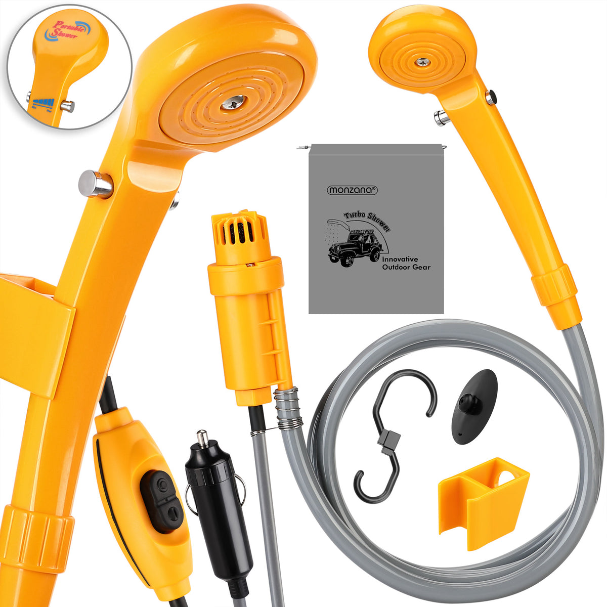 Doccia da campeggio portatile con attacco per auto 12V