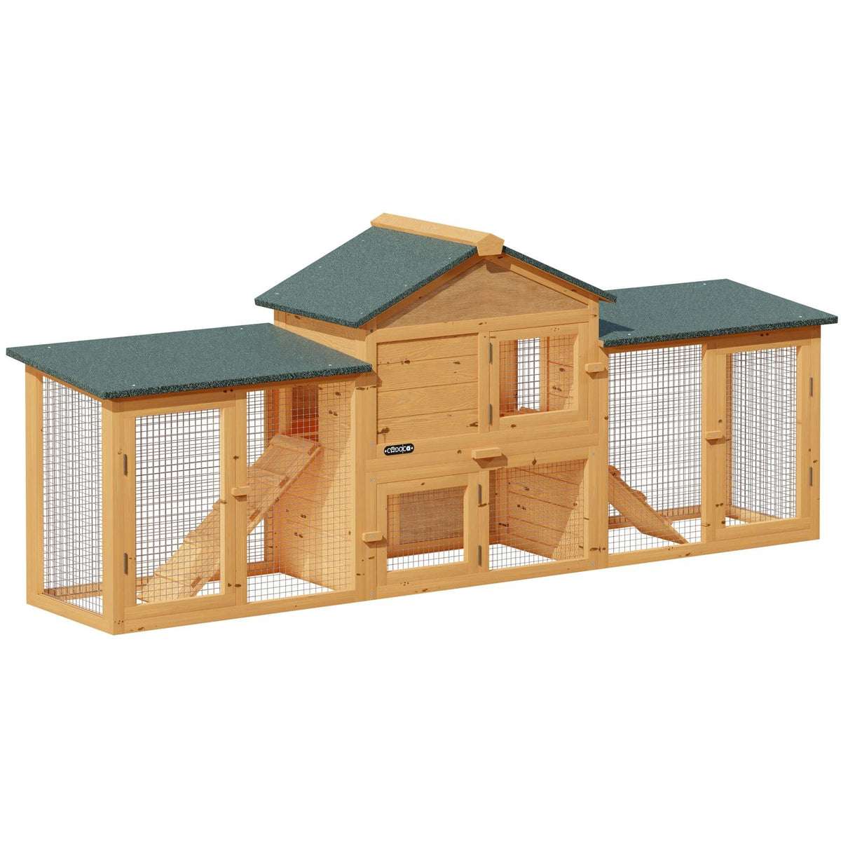 Cuccia per conigli a 2 piani in legno 204x45x84cm
