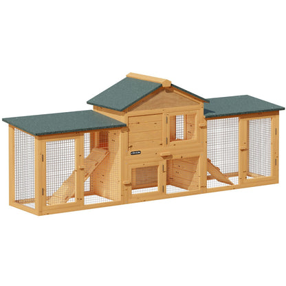 Cuccia per conigli a 2 piani in legno 204x45x84cm