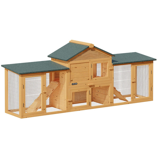 Cuccia per conigli a 2 piani in legno 204x45x84cm