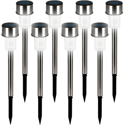 Lampade da giardino set 8 pzLED bianco caldo acciaio