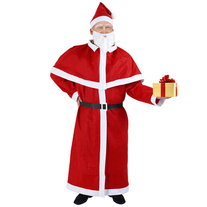 Costume babbo natale 5 pezzi rosso poliestere