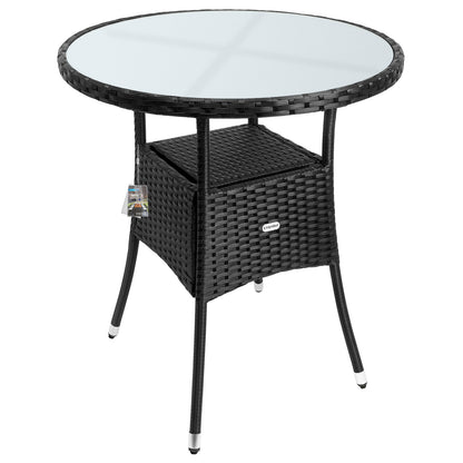 Tavolino da giardino rotondo nero polyrattan Ø60cm