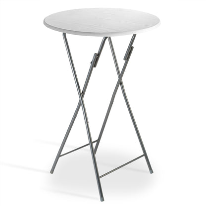 Tavolino bistrot bianco aspettto llegna Ø60 pieghevole