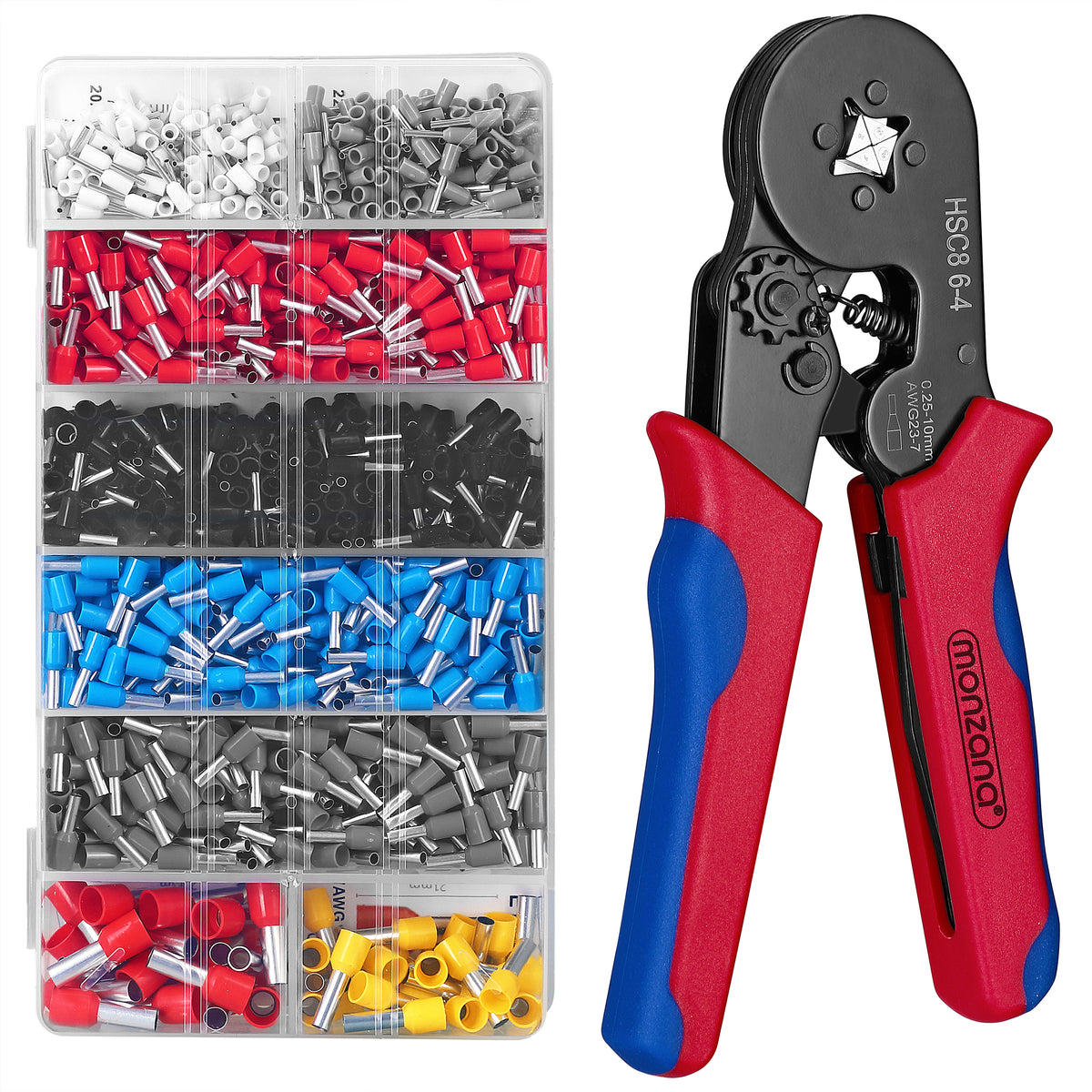 Pinza Crimpatrice con 1200 pezzi Capicorda 0,25-10mm²
