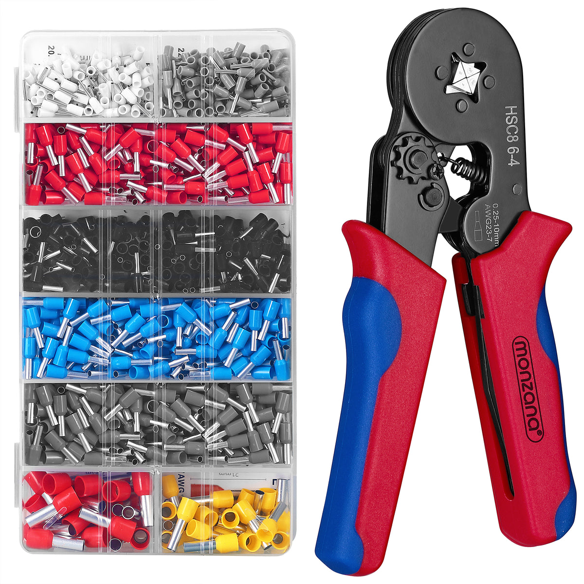 Pinza Crimpatrice con 1200 pezzi Capicorda 0,25-10mm²
