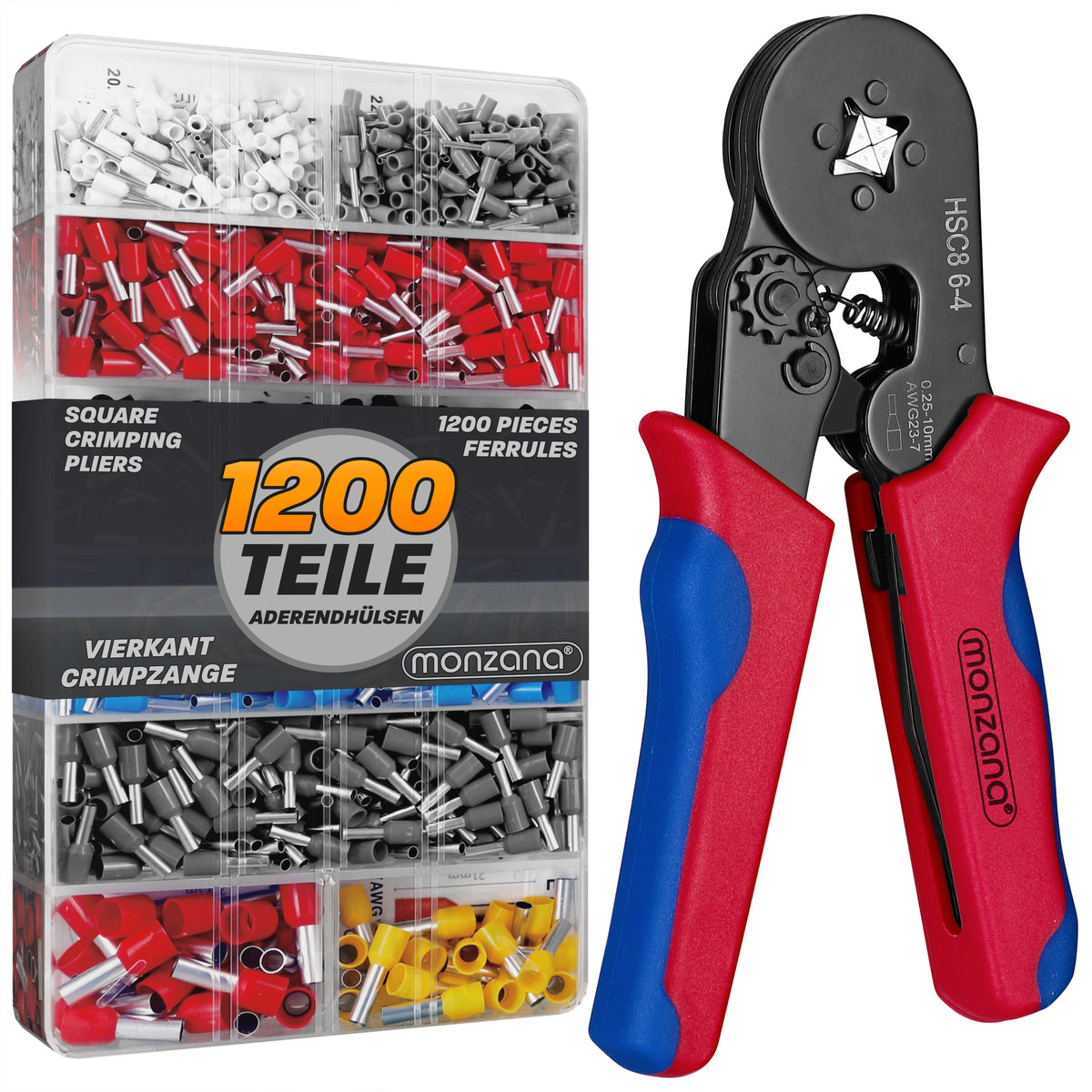 Pinza Crimpatrice con 1200 pezzi Capicorda 0,25-10mm²
