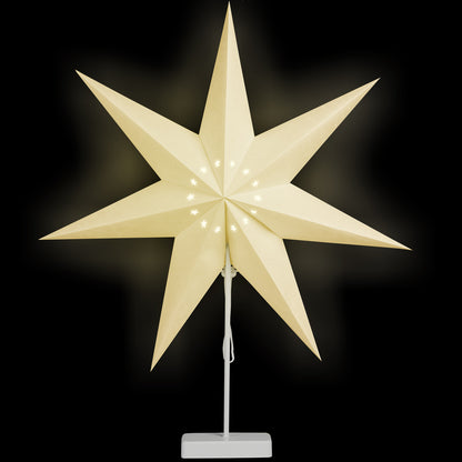 Stella di natale di carta bianco con LED 7 punte con stelline