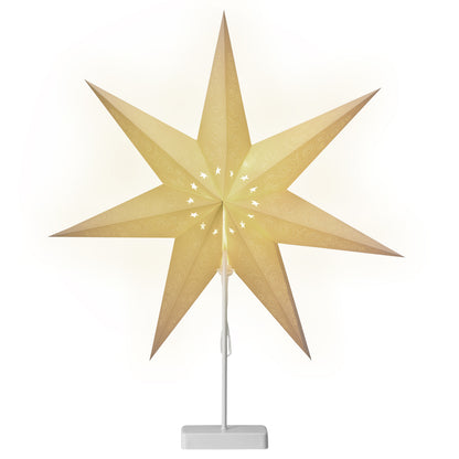 Stella di natale di carta bianco con LED 7 punte con stelline