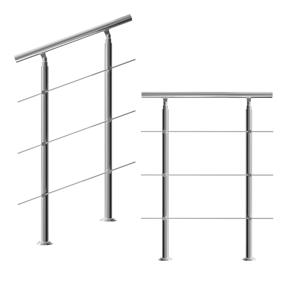 Corrimano per scale acciaio 80cm - 3 traverse