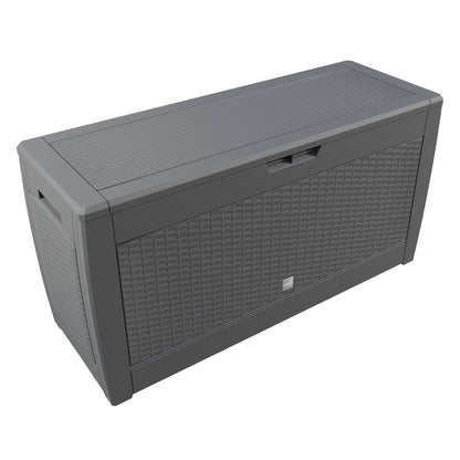 Baule da Giardino 119x48x60cm Grigio Effetto Rattan