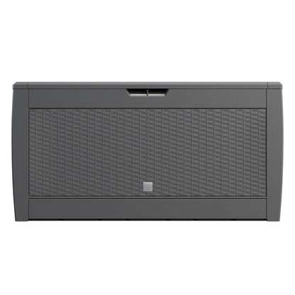 Baule da Giardino 119x48x60cm Grigio Effetto Rattan