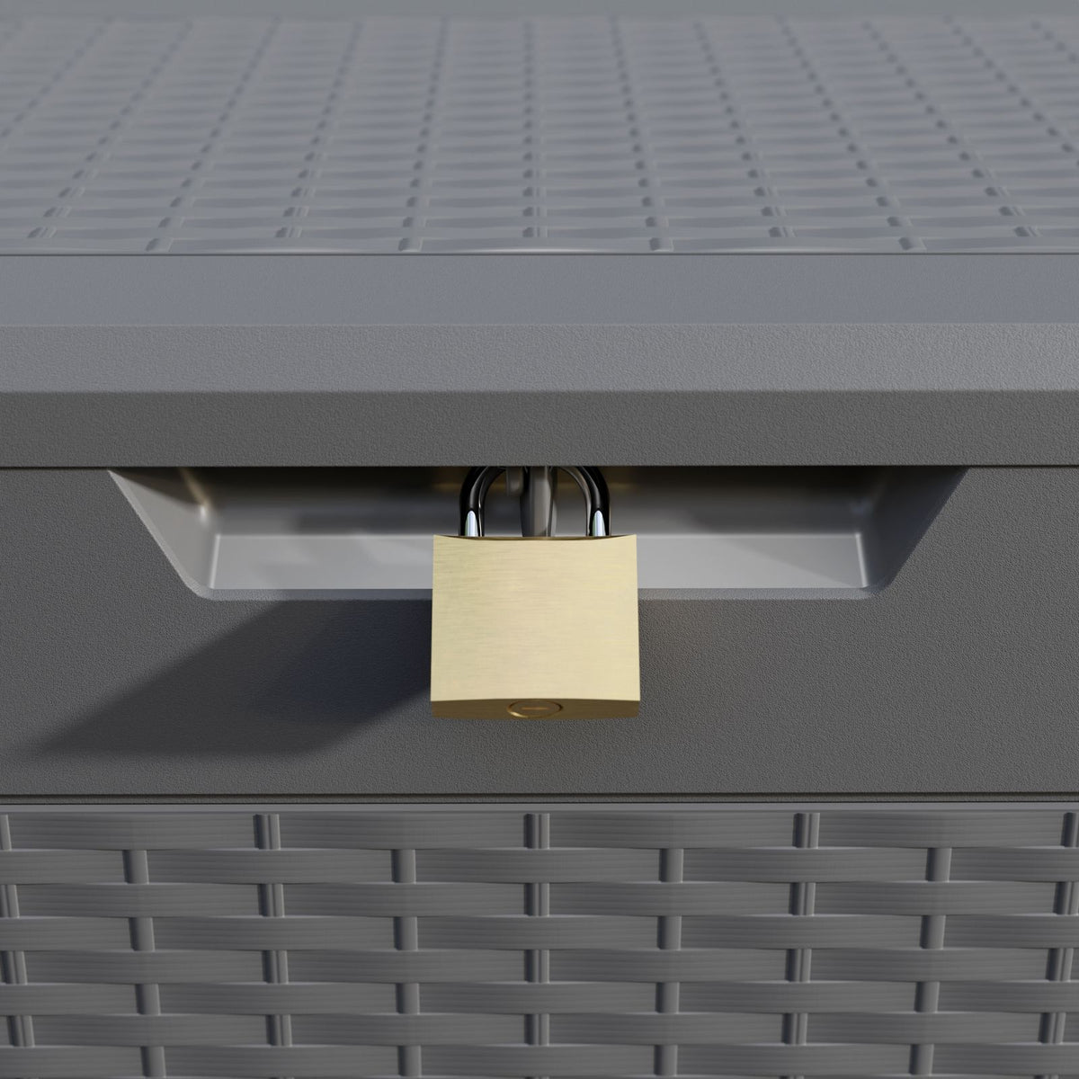 Baule da Giardino 119x48x60cm Grigio Effetto Rattan