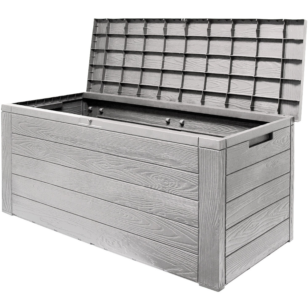 Baule da giardino Woody grigio 116x43x55cm