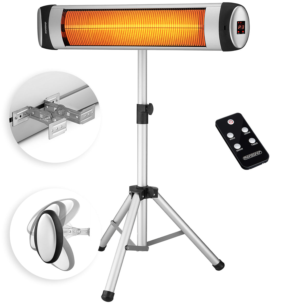 Stufa ad infrarossi 2500W color argento