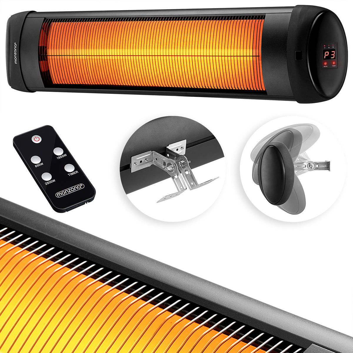 Stufa a infrarossi 2500W nera