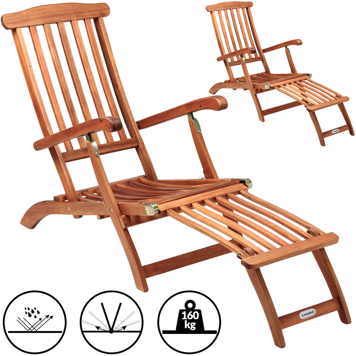 Set 2x Sedia a sdraio Queen Mary legno di acacia