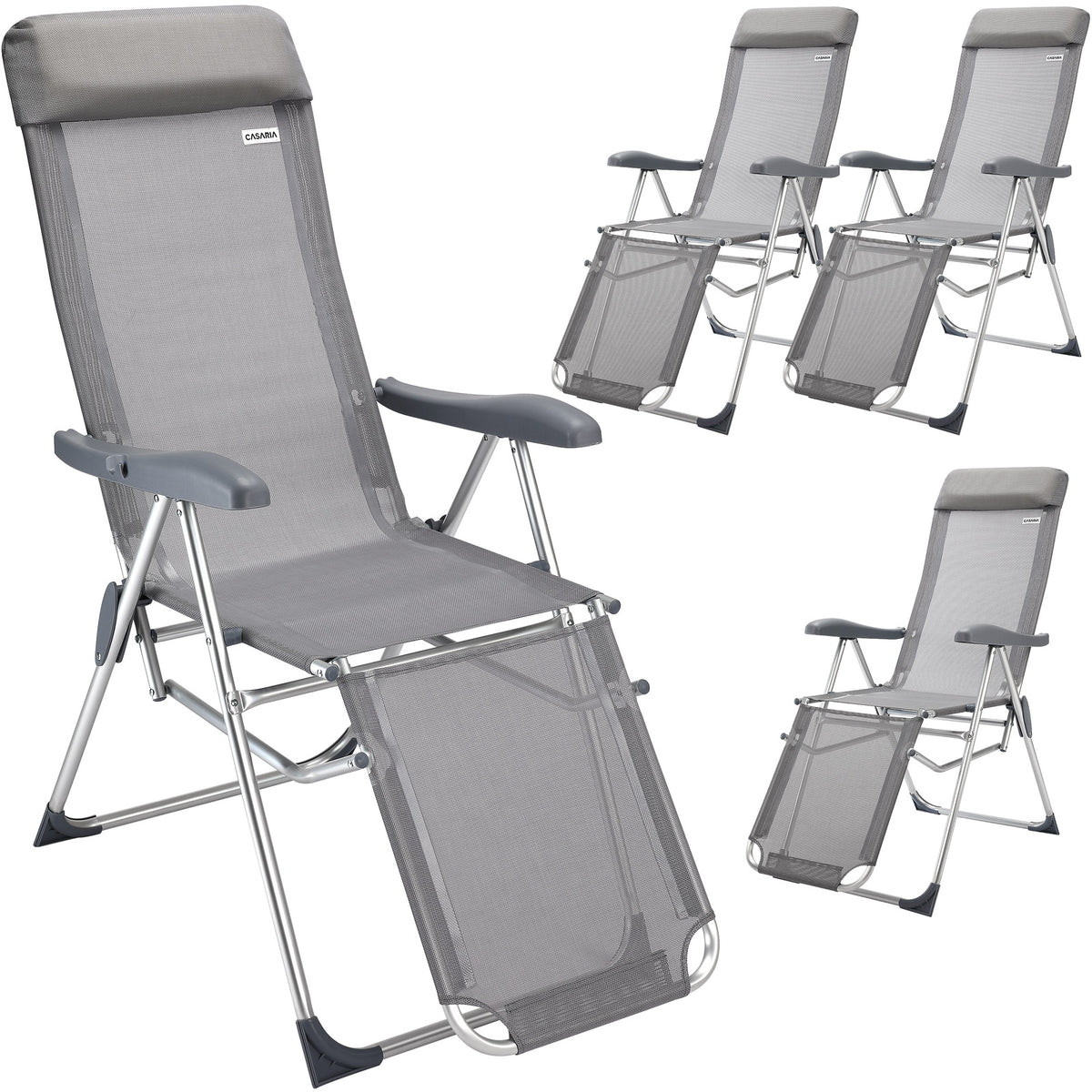 Set 4x Sedie da giardino schienale alto alluminio antracite