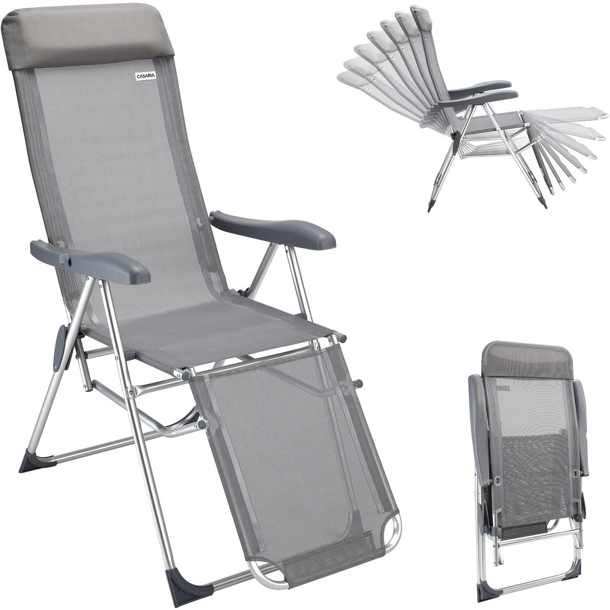 Set 4x Sedie da giardino schienale alto alluminio antracite