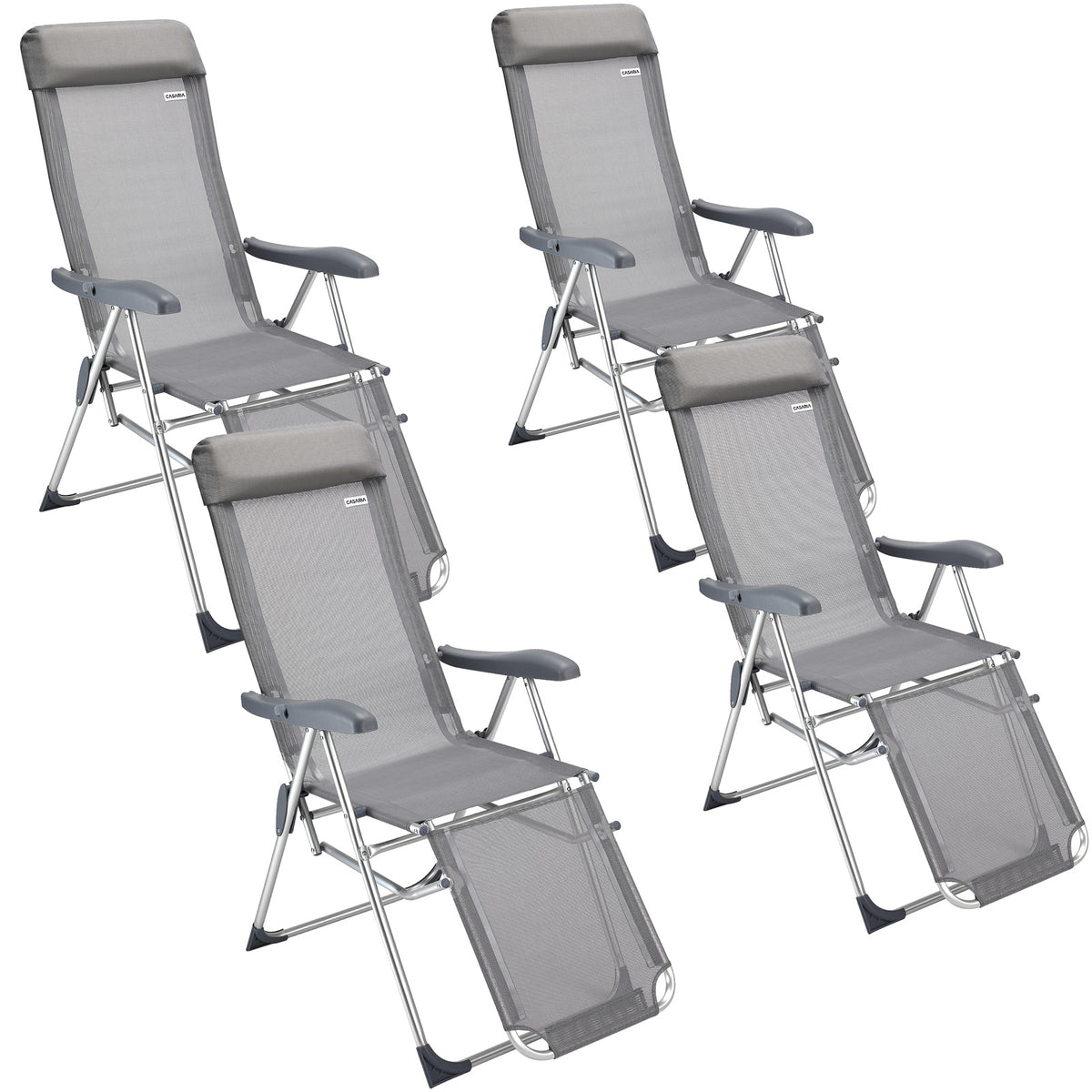 Set 4x Sedie da giardino schienale alto alluminio antracite