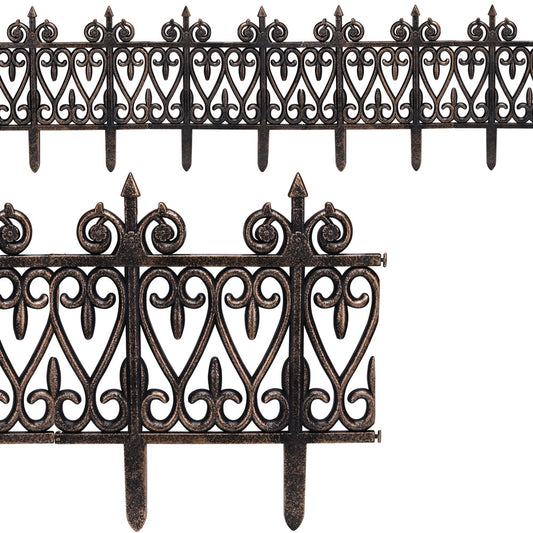Set 6 x Recinzione per prato metallo aspetto ottone 11,40m