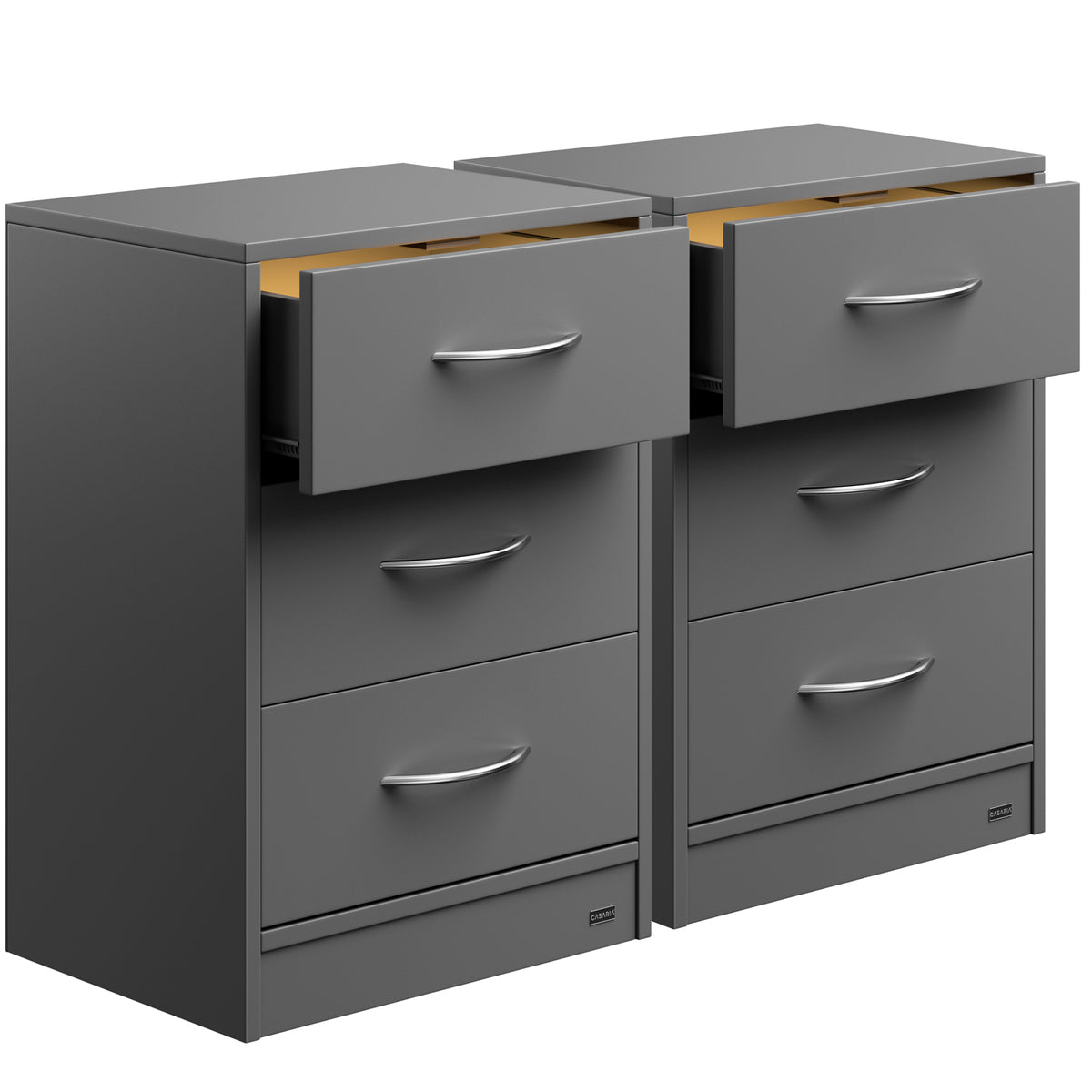 Comodino Eloise Set di 2 Antracite 54x39x28cm LED