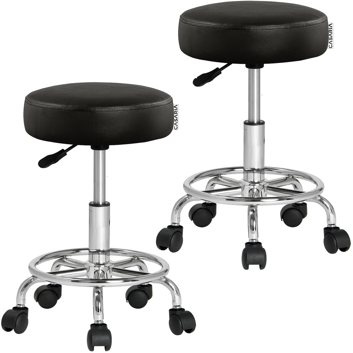 Sgabello girevole 360º set di 2 nero altezza regolabile
