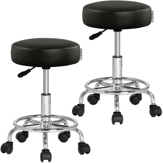 Sgabello girevole 360º set di 2 nero altezza regolabile