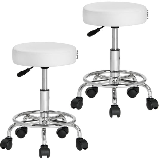 Sgabello girevole 360º set di 2 branco altezza regolabile