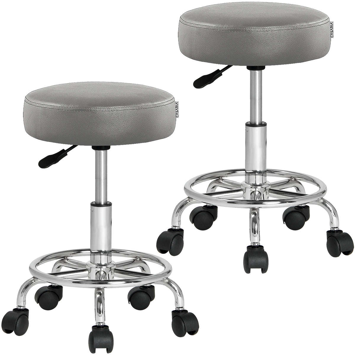 Sgabello girevole 360º set di 2 grigio altezza regolabile