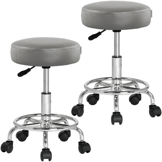 Sgabello girevole 360º set di 2 grigio altezza regolabile