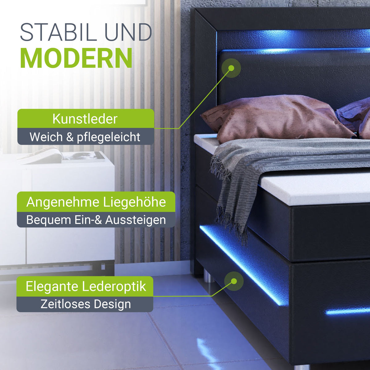 Letto a molle Norfolk - ecopelle