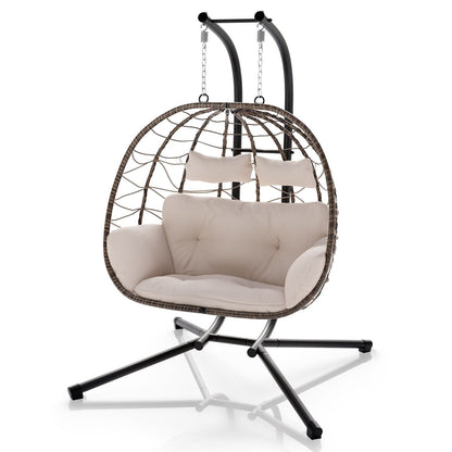 Sedia sospesa doppia in polyrattan Aria