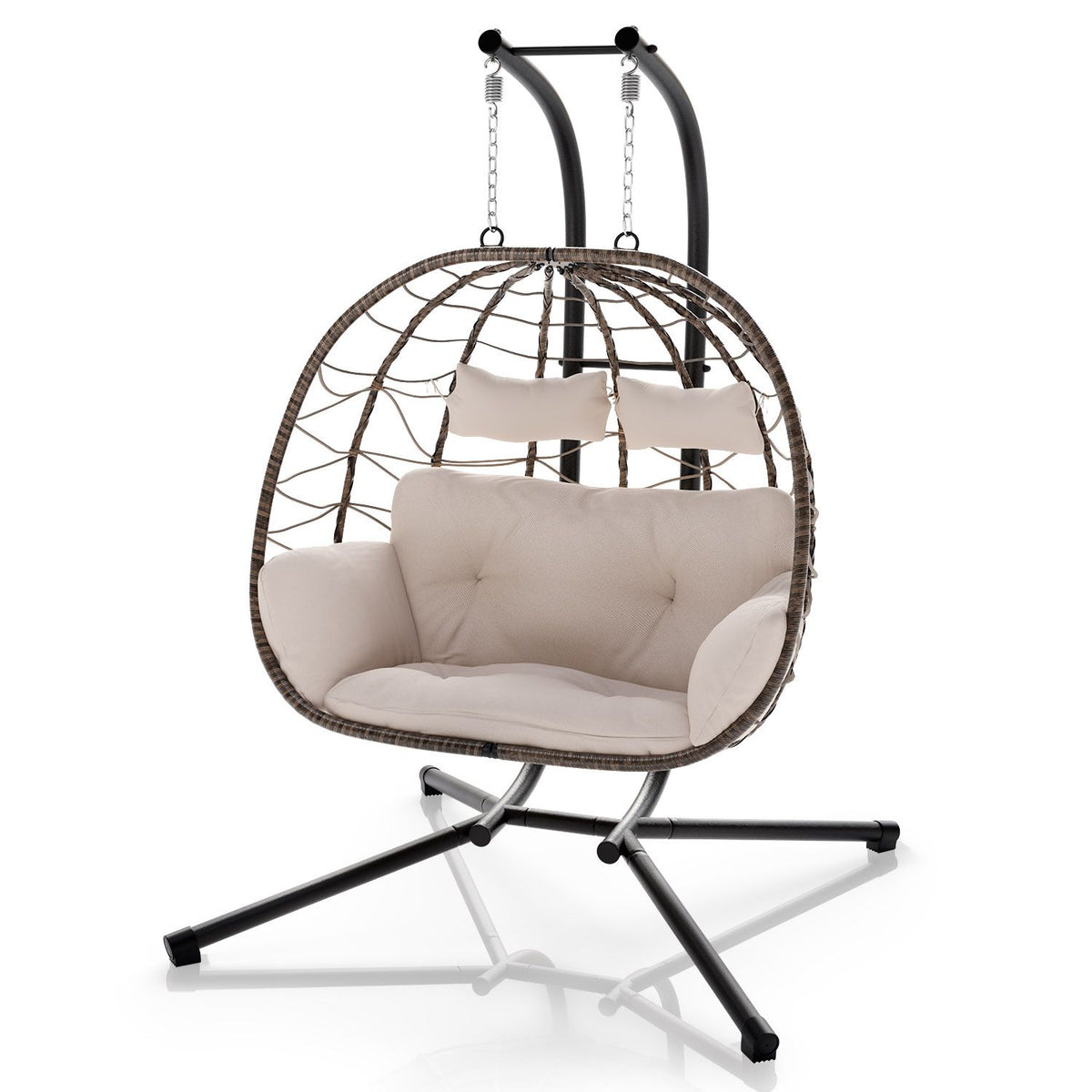 Sedia sospesa doppia in polyrattan Aria
